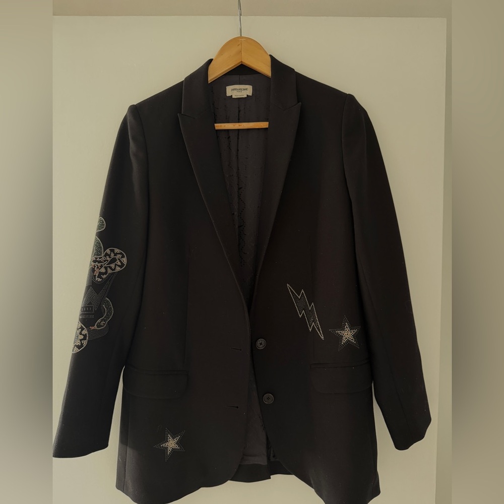 Zadig & Voltaire Black Blazer with Silver Embroidery - Picture 2 of 8